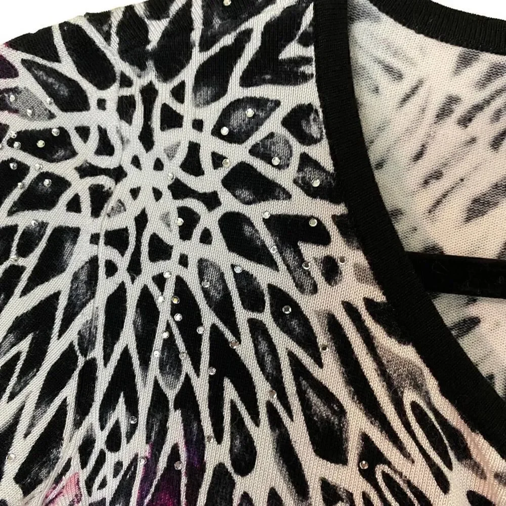 White House Black Market Embellished Geometric Floral Cardigan